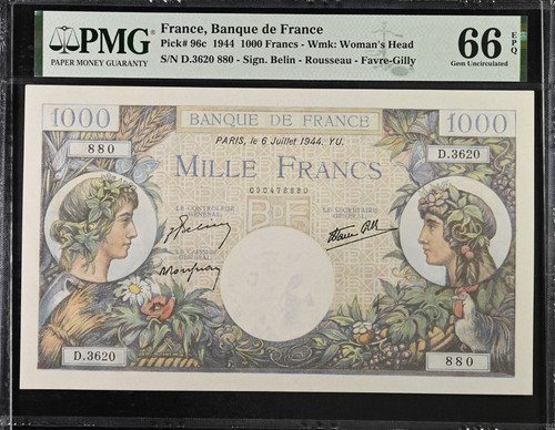Francia 1000 franchi 1944 - francia,
