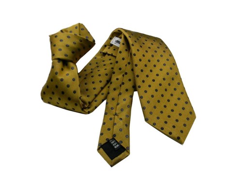 Cravatta gialla pois blu - a,