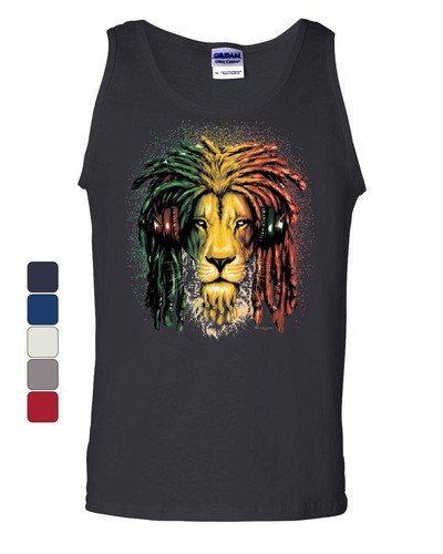Rasta lion con cuffie canotta - rasta,