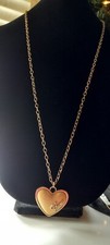 Vtg Guess Necklace 38in Gold Tone Necklace W/ Enamel Cream Color Big Heart...