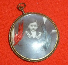 Antico pendente pendaglio con foto devozionale