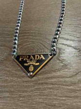 Prada Milano Black Silver Charm Collana Necklace Vintage