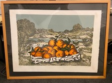 Litografia Anni '70 a firma Trivelloni - Paesaggio con Arance - in Cornice