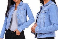 Giacca di jeans da donna giacca da donna denim elasticizzato jeans giacca da mezza stagione jacket blu