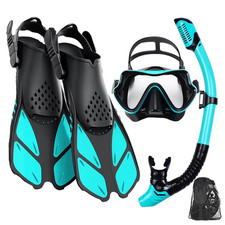 Maschera Pinne Set Snorkeling, Attrezzatura Snorkeling per Adulti, Vista Panoramica Maschera Snorkeling A