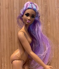 Barbie Fashionista Curvy figura completa bambola taglie forti capelli lunghi viola blu 2016