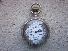 OROLOGIO DA TASCA ROBERT CASSA ARGENTO CIPOLLA TASCHINO QUADRANTE DIPINTO ANTICO