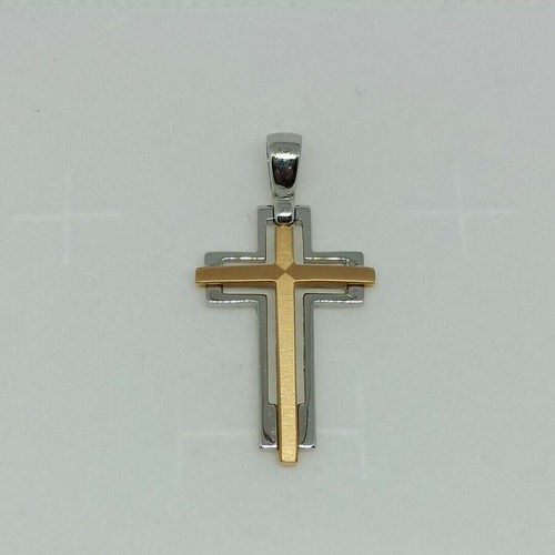 Croce uomo oro bianco e - in,