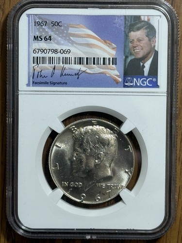 1967 kennedy mezzo dollaro ngc - 1967,