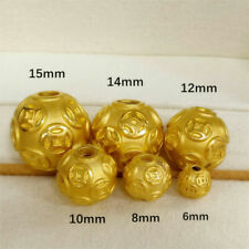 Ciondolo in oro giallo 999 24k perline fai da te modello moneta fortunata 3D 6mm-14mm