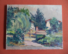 Giuseppe D' Antonio quadro olio su tela paesaggio case alberi Rivarolo 40x50 cm