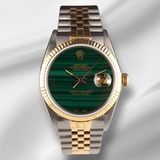 Rolex 36Mm Datejust 18K Acciaio Oro Giallo Quadrante In Malachite Orologio 16013