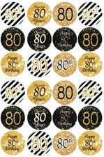 80° compleanno commestibile immagine torta festa decorazione muffin cupcake topper oro nero