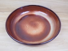 vecchia TEGLIA ROTONDA TEGAME IN CERAMICA MARRONE ciotola da portata vintage