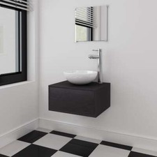 vidaXL Set Mobili da Bagno 4 pz con Lavabo e Rubinetto Nero