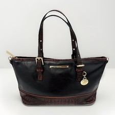 Borsa borsetta Brahmin Asher nera e marrone coccodrillo goffrata toscana testurizzata