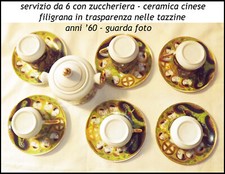 SERVIZIO in PORCELLANA CERAMICA CINESE di CINA da 6 sei tazzina VINTAGE ANNI 60