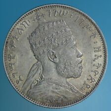 ETHIOPIA MENELIK II 1/2 BIRR 1889 A ARGENTO SILVER COIN mSPL CURRENCY COLLEZIONE