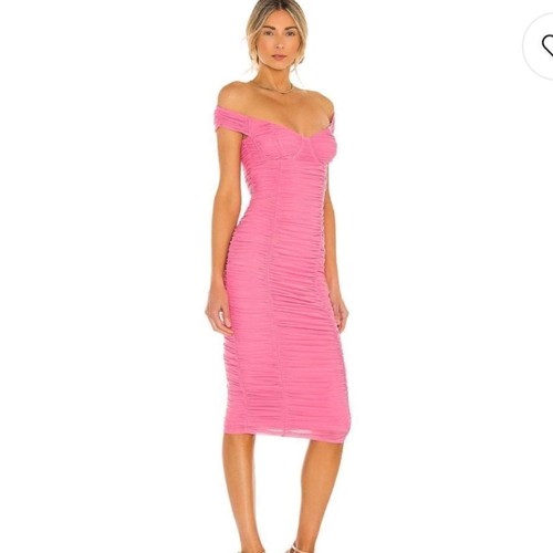 Abito midi rosa increspato