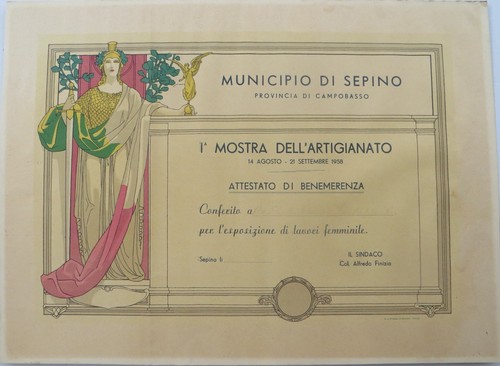 1958 attestato diploma sepino - 1958,