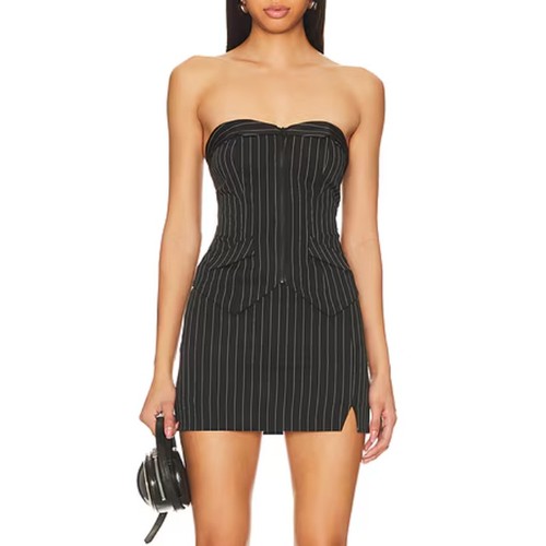 Set minigonna bustier nero