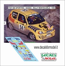 DECALS 1:43 FIAT 600 SPORTING BASSO RALLY MONTECARLO 1999