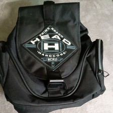 Zaino vintage anni 90 HEAD Hardcore Hero Tennis nero borsa zip retrò