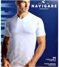 6 T-SHIRT MAGLIETTE INTIME UOMO SCOLLO V MANICHE CORTE COTONE NAVIGARE ART.512