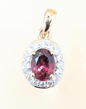 10K Solid White & Rose Gold 2.47g Pink Tourmaline Open Work Egg Shape Pendant