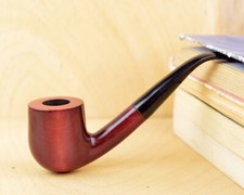 OLD BOY (n. 38) Pipa da fumo per tabacco da biliardo piegata rossa liscia di Mr. Brog