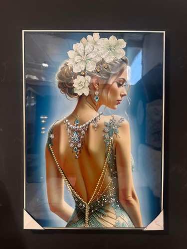 Quadro donna con fiori bianchi - quadro,