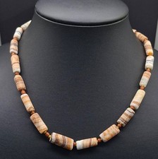 Antica antica collana unica di perle a fascia in alabastro battriano