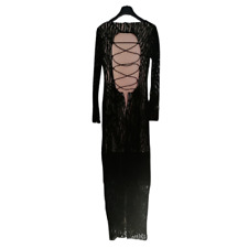 Abito lungo nero Marciano  con ricami e trame  e fodera rosa pelle taglia 40 