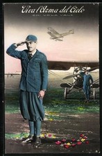 AK Aereo Con Soldati Italiani