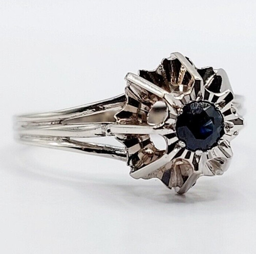 Anello solitario art - deco, oro