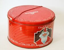 ♥ SCATOLA IN LATTA PANETTONE GRAN NATALE PERUGINA ROSSA VINTAGE ANNI 80