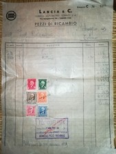 1943 VECCHIA DISTINTA DI CONSEGNA LANCIA AUTO TORINO con marche da bollo