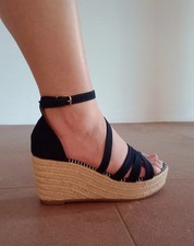 Sandali zeppe in ecopelle blu