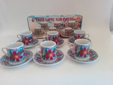 SERVIZIO CAFFE' 6 PZ CON 6 TAZZINE PORCELLANA DECORATA+6 PIATTINI IN SCATOLA LIT
