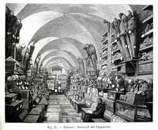 1893 Original Xilo.PALERMO.VEDUTA NECROPOLI DEI CAPPUCCINI +Passepartout.AETNA