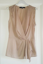 ELISABETTA FRANCHI blusa beige cotone t. 42 camicia top peplo portafoglio donna