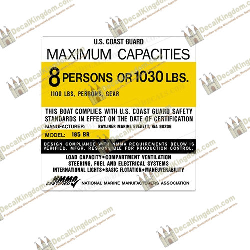 Bayliner capacity plate - capacity,