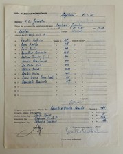 31/01/65 CAGLIARI vs JUVENTUS Distinta spogliatoio autografo cap. OMAR SIVORI