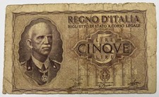 Old Vintage Italy 5 Lire Banknote | Collectable Grade