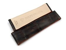 Cinturino Pelle Coccodrillo Marrone Scuro Lucido 20/16mm Deployante Artigianale