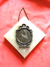 Antico ex voto Santa Teresa Gesù Infante su marmo di Carrara 1920° speciale