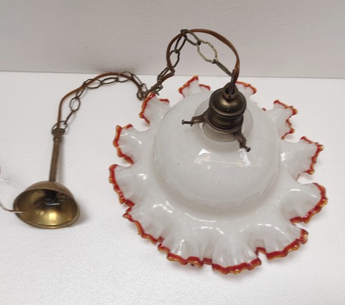 Lampadario opalino plissettato - lampadario,