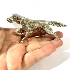 vintage grande miniatura setter irlandese argento massiccio, figurina italiana marcata