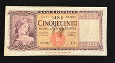 Banconota Repubblica Italiana 500 Lire Italia Anno 20-03-1947 BB