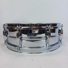 Tamburo rullante Ludwig acciaio a bilanciere 8 anse anni 80 5x14" vintage cromato nero/bianco #841176